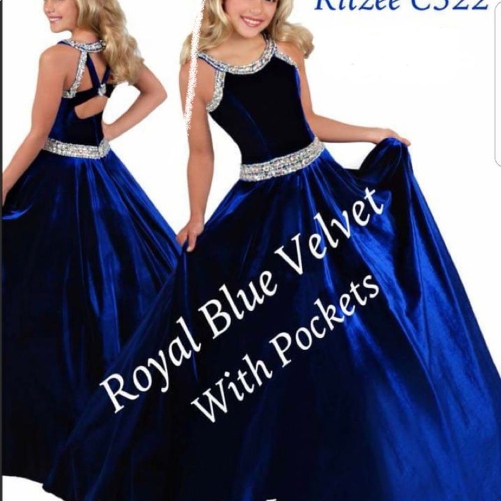 Ritzee Girls Crown Velvet Pageant Dress, size 12